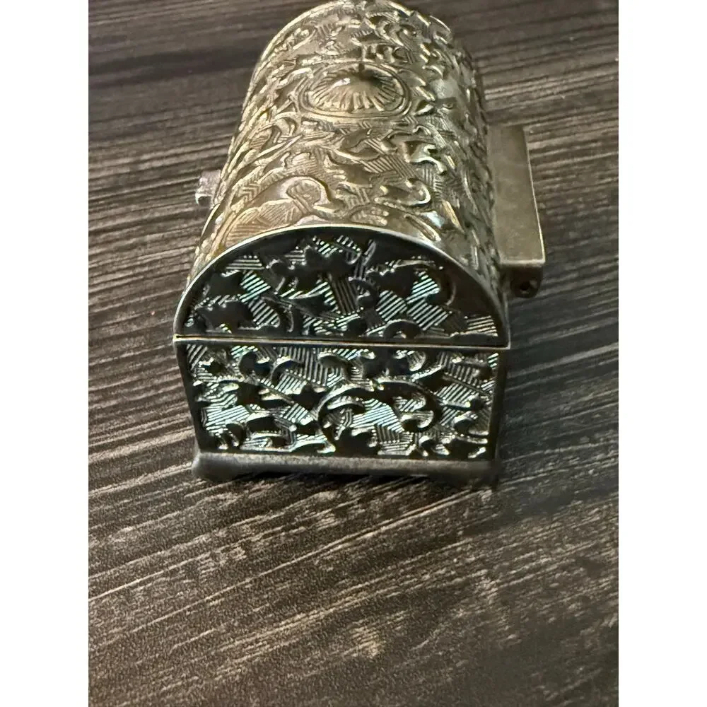 Silver Treasure Filigree Chest Jewelry Box Metal Trinket